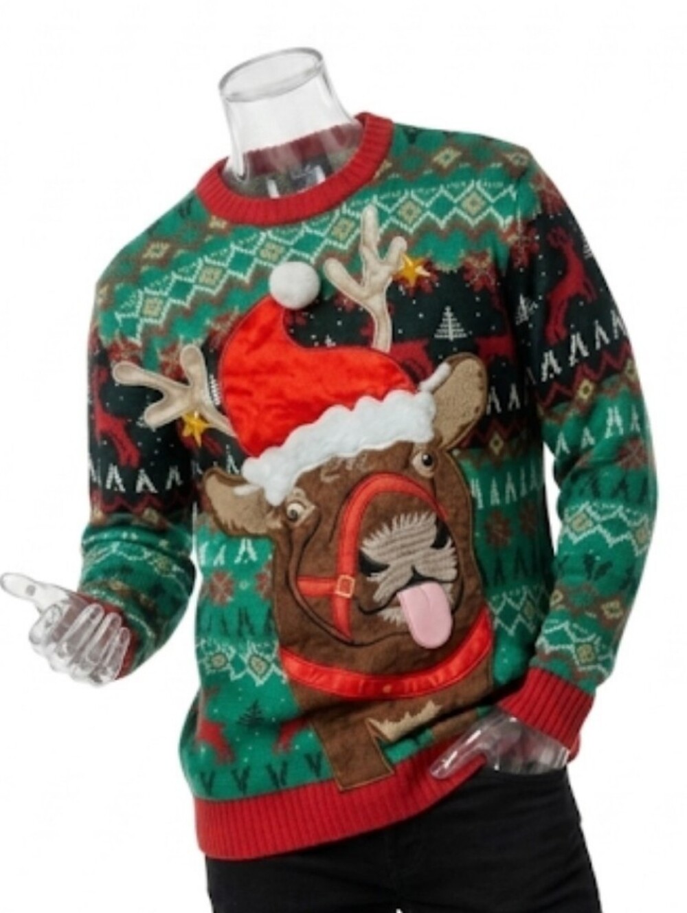 Christmas Reindeer Ugly Sweater Novelty Graphic Print Holiday SKUM032‎